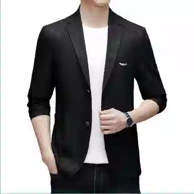 大白鲨 春秋外套商务中年百搭绅士户外微弹纯色休闲弹力单西爸爸装西装 男款