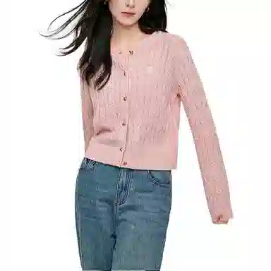 茵曼 休闲圆领单排扣长袖针织衫 女款