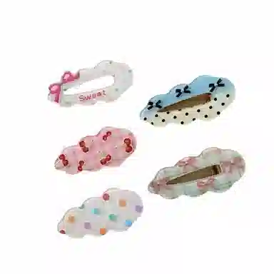 希铃 甜妹波点蝴蝶结波浪云朵#好运 亚克力 发夹 女款