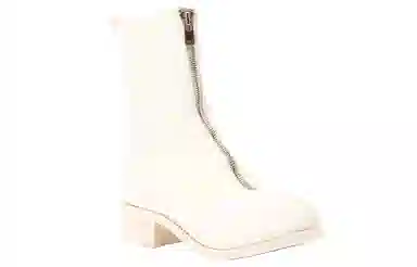 GUIDI Front Zip Ankle Boot White