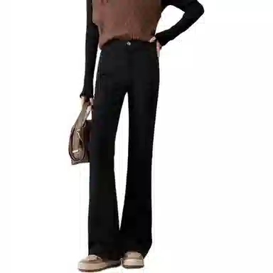 娅丽达 纯色高腰拉链简约舒适牛仔裤 女款