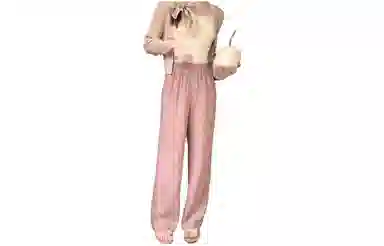 花栗鼠小姐 窄版纯色阔腿休闲裤 女款