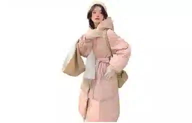 花栗鼠小姐 连帽长款白鸭绒羽绒服 女款