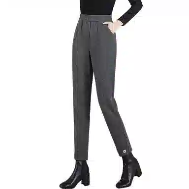 丝柏舍 高腰人字纹哈伦裤松紧腰九分显瘦休闲裤 女款