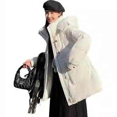 鸭鸭 纯色连帽简约舒适羽绒服 女款