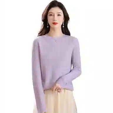 恒源祥 圆领合身纯色长袖针织衫 女款