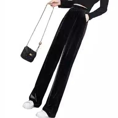 丝柏舍 纯色高腰阔腿休闲裤 女款 黑色