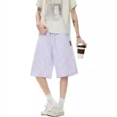 王者荣耀 美式复古格子五分裤宽松舒适透气居家户外运动休闲时尚百搭潮流篮球裤 男女同款