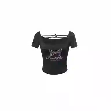 YGPRW U-Neck Bow Print Tee