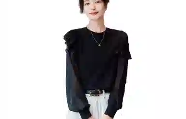 【dme】 纯色拼接休闲长袖针织衫 女款