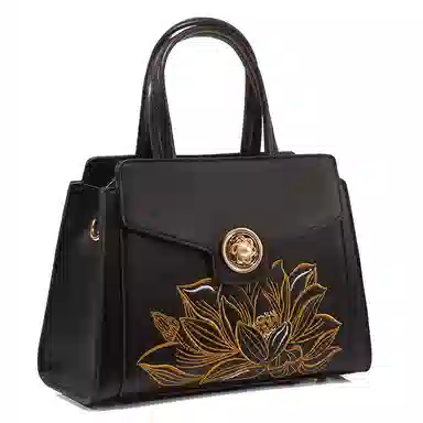 老人头 新中式刺绣国风时尚百搭妈妈包 合成革 托特包单肩斜挎手提包 女款 多色