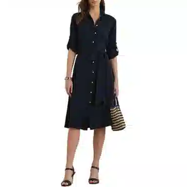 Lauren Ralph Lauren Slim Shirt Dress Navy