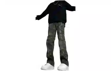 大卫贝肯 美式品牌吊坠高街宽松直筒拼接中性机能长裤百搭户外牛仔裤 男女同款