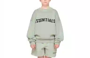 Fear of God Essentials FW21 Kids GreenConcrete Pullover Sweater Logo