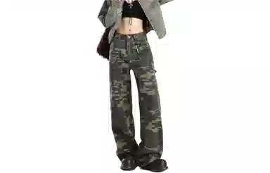 大卫贝肯 美式品牌吊坠高街宽松直筒拼接中性机能长裤百搭户外牛仔裤 男女同款