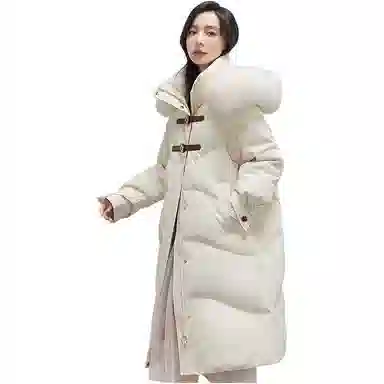 鸭鸭 舒适休闲经典保暖时尚加厚宽松连帽中长款羽绒服 女款