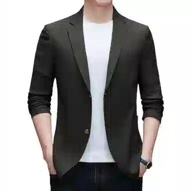 男士纯色时尚修身舒适潮流百搭休闲长袖单西外套西装 男款