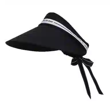 艾佳微 遮脸大檐空顶帽夏季高级感靓丽飘带显脸小遮阳帽子 聚酯纤维 防晒帽 男女同款情侣款