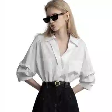 【dme】 纯色休闲长袖衬衫 女款 白色