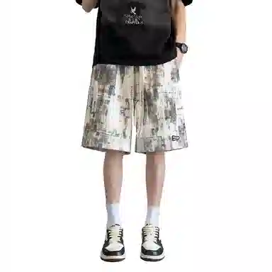 哲源 美式潮流复古宽松中腰百搭舒适亲肤时尚高级感户外五分休闲短裤 男女同款