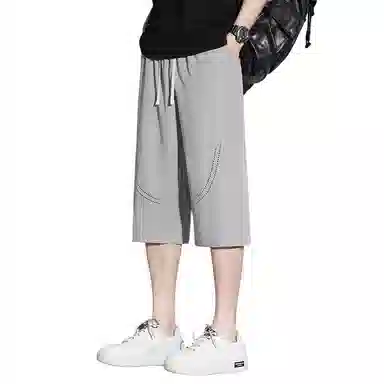 顶峰保罗 无性别主义纯色亲肤透气七分裤美式直筒凉感速干运动宽松时尚百搭抽绳休闲短裤 男女同款