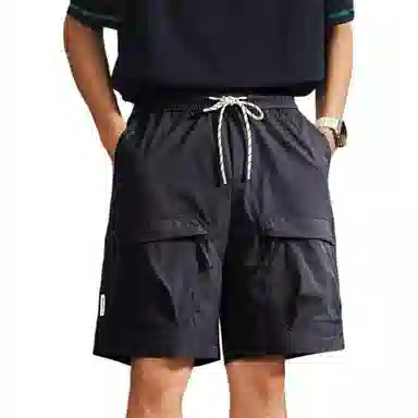 格蓝鹿 纯色薄款宽松运动休闲美式复古痞帅城市机能风格速干系带五分工装短裤 男女同款