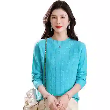 恒源祥 圆领合身纯色长袖针织衫 女款