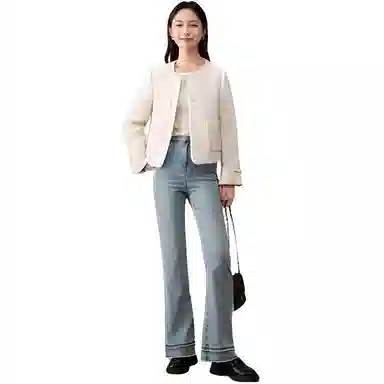 娅丽达 通勤圆领纯色小香风夹克外套 女款