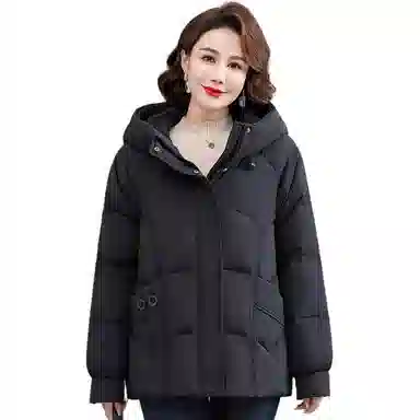 雅鹿 纯色中长款连帽舒适休闲长袖羽绒服 女款