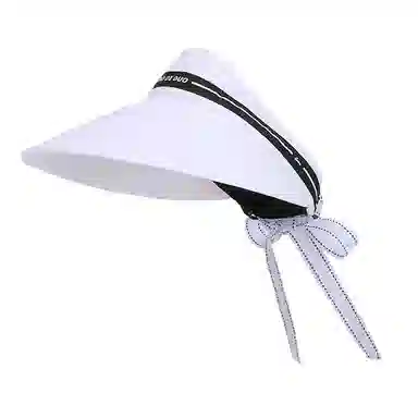 艾佳微 遮脸大檐空顶帽夏季高级感靓丽飘带显脸小遮阳帽子 聚酯纤维 防晒帽 男女同款情侣款