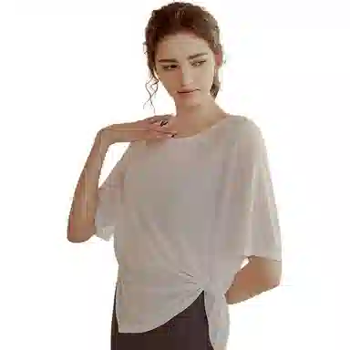 达兹 纯色落肩宽松瑜伽透气跑步短袖健身衣 女款