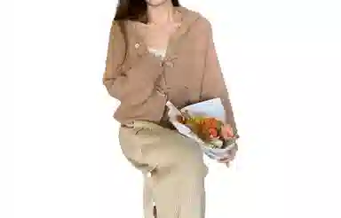 花栗鼠小姐 慵懒风连帽针织衫 女款