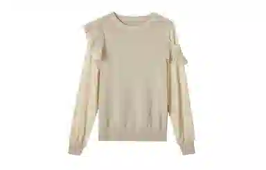 【dme】 纯色拼接休闲长袖针织衫 女款