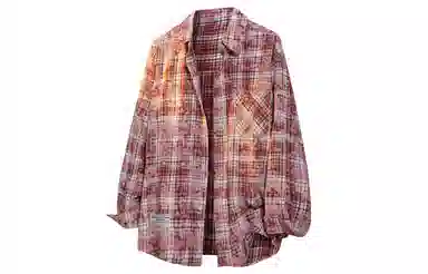 王者荣耀 美式扎染格子翻领外套宽松舒适高街痞帅青少年高颜值休闲百搭时尚长袖衬衫 标语款 男女同款