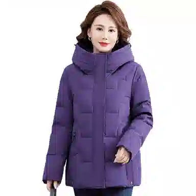 雅鹿 纯色连帽拉链百搭保暖长袖羽绒服 女款