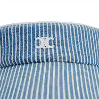 CELINE Denim Stripe Sun Hat Blue