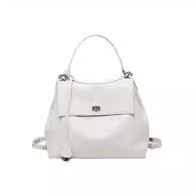 纳兰杜 高级感休闲通勤百搭简约慵懒松弛感 牛皮拼合成革 单肩手提包 中号 女款 绅士黑/米白色/大象灰