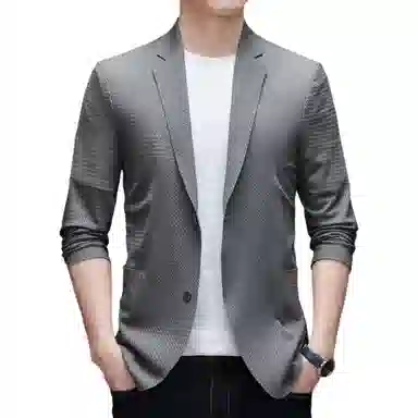 男士纯色时尚修身舒适潮流百搭休闲长袖单西外套西装 男款