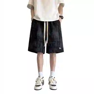 哲源 美式潮流复古宽松中腰百搭舒适亲肤时尚高级感户外五分休闲短裤 男女同款