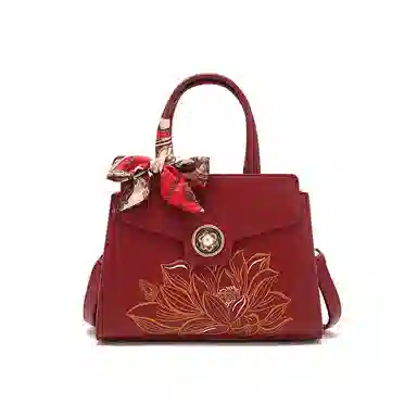 老人头 新中式刺绣国风时尚百搭妈妈包 合成革 托特包单肩斜挎手提包 女款 多色