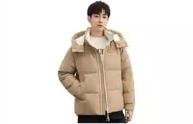 鸭鸭 纯色可脱卸帽拉链长袖加厚羽绒服 男款