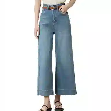 谜秀 复古阔腿裤高腰牛仔裤 女款