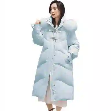 鸭鸭 舒适休闲经典保暖时尚加厚宽松连帽中长款羽绒服 女款