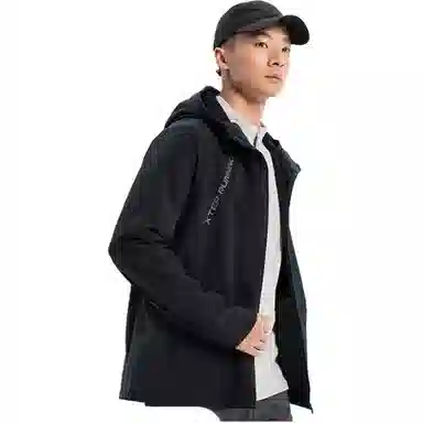 特步 运动生活系列 跑步系列 字母拉链连帽舒适透气百搭风衣 男款 正黑色