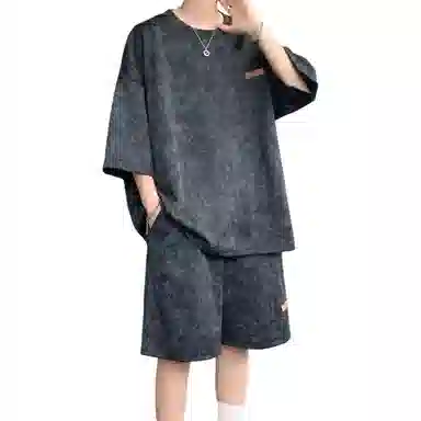 沐诚阳译 冰丝薄款宽松搭配帅气美式复古休闲运动套装 男女同款