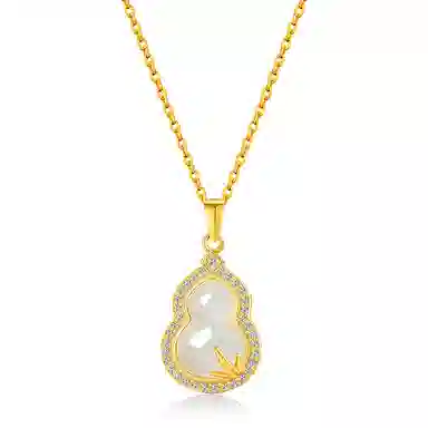 印象眸 【平安福禄】新中式国风竹叶节节高升上岸通勤风百搭贵气感冷淡风气质优雅福气满满葫芦锁骨链 礼盒包装#好运 玉髓 项链 女款