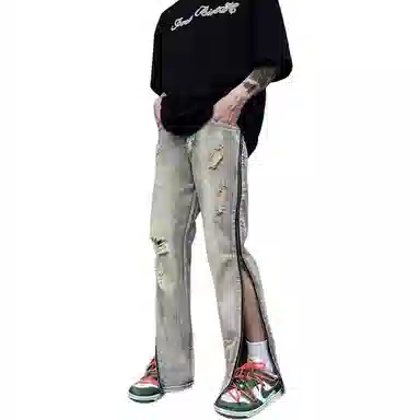 MGXEK Vintage Distressed Jeans Blue