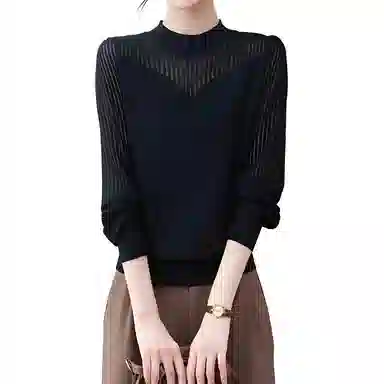 曲韩 简约百搭舒适长袖针织衫 女款