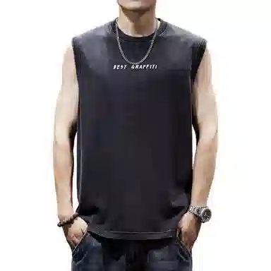 贵色 潮牌坎肩休闲运动健身大码上衣透气吸汗训练服男美式高端复古水洗纯棉无袖背心 男女同款