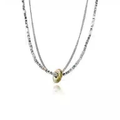 尚先生 小众几何不规则碎银锁骨链双层冷淡高级感中性新款森系 合金 项链 女款